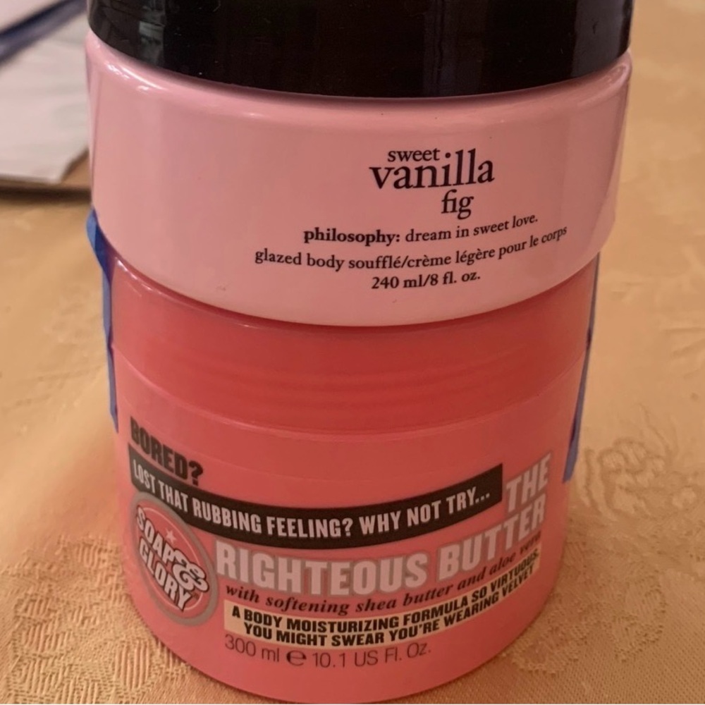 Soap & Glory Righteous Butter and Philosophy Sweet Vanilla Fig Set UNUSED
